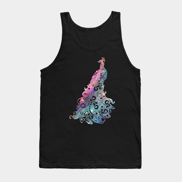 Peacock Mandala Magical Color Light Art Tank Top by Rosemarie Guieb Designs